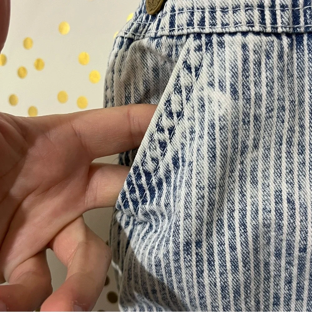Vintage OshKosh B'gosh Kids Blue Hickory Stripe Overalls *WITH STAIN*